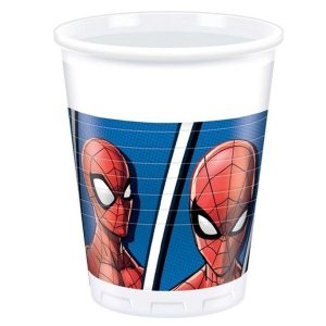 Confezione da 8 bicchieri in plastica riutilizzabile con immagini di Spiderman.