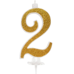 Candela Glitterata N.2 , con GLITTER ORO GRANDE 12cm