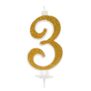 Candela Glitterata N.3 con GLITTER ORO