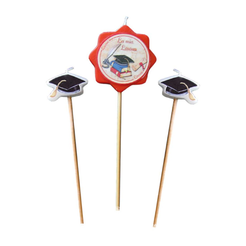 set CANDELA LA MIA LAUREA su stecco 18cm