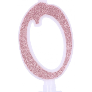 Candela Glitterata N.0 rosa gold, con GLITTER GRANDE 12cm.
