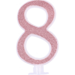 Candela Glitterata N.8 rosa gold, con GLITTER GRANDE 12cm.