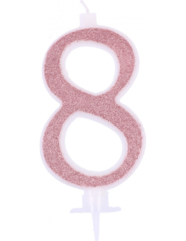 Candela Glitterata N.8 rosa gold Candela Glitterata N.8 rosa gold, con GLITTER GRANDE 12cm.