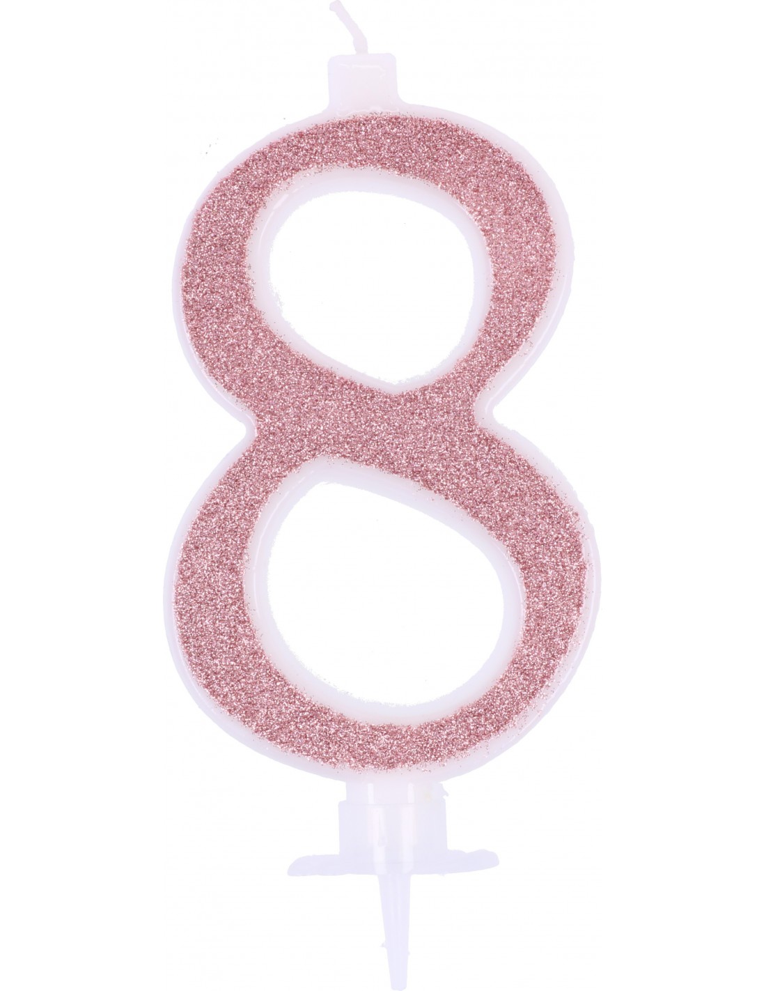 Candela Glitterata N.8 rosa gold, con GLITTER GRANDE 12cm.