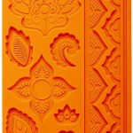 Stampo in silicone con 9 motivi decorativi in stile floreale , che comprendono fiori, foglie e ghirigori