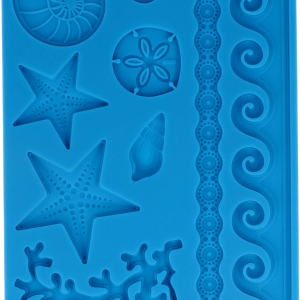 Stampo Decorativo MARE in silicone alimentare con stelle marine, conchiglie e onde.
