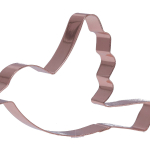 Pratico tagliabiscotti a forma di colomba realizzato in acciaio ramato, dal design esclusivo.