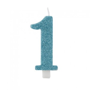 Candelina tiffany glitter numero 1 altezza cm 9.5.