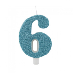 Candelina tiffany glitter numero 6 altezza cm 9.5.