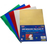 CARTA METALLIZZATA A4 10pz colori assortiti. Fogli 100gr