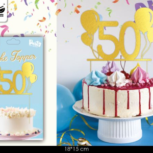 Cake Topper "50 Anni" Dorato Sfiziosità Party Crispiano vendita cake topper anniversario 50 anni sfiziositaparty.it