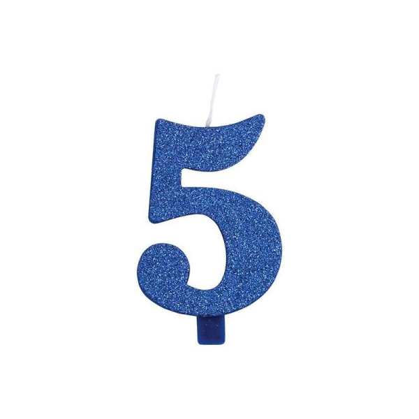 CANDELINA GLITTERATA N.5 BLU 9.5cm sfiziositaparty.it CANDELINA GLITTERATA N.5 BLU 9.5cm Sfiziosità Party Crispiano vendita candeline glitterate sfiziositaparty.it