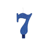 CANDELINA GLITTERATA N.7 BLU 9.5cm Sfiziosità Party Crispiano vendita candeline glitterate sfiziositaparty.it