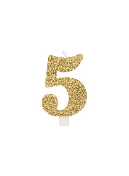 CANDELINA GLITTERATA N.5 oro