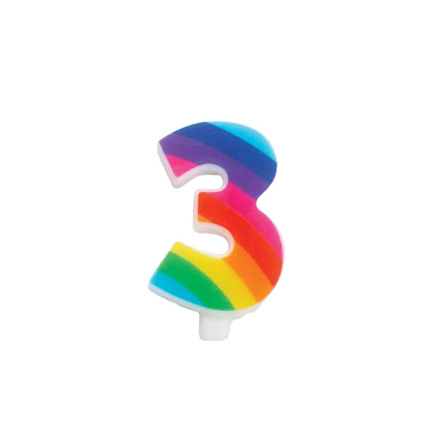CANDELINA SCINTILLANTE N.3 ARCOBALENO 9.5cm