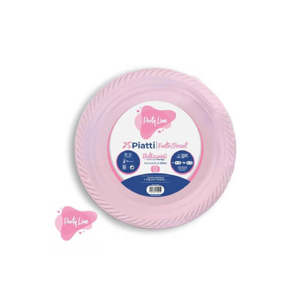 PIATTI ROSA 17cm PARTY LINE 25pz