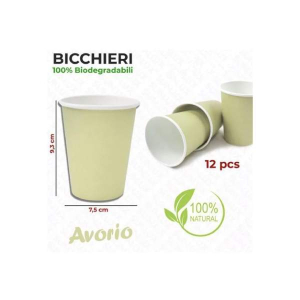 BICCHIERI DI CARTA BIODEGRADABILI AVORIO