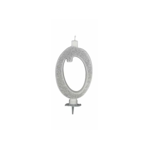 CANDELINA GLITTERATA N.0 ARGENTO 12cm