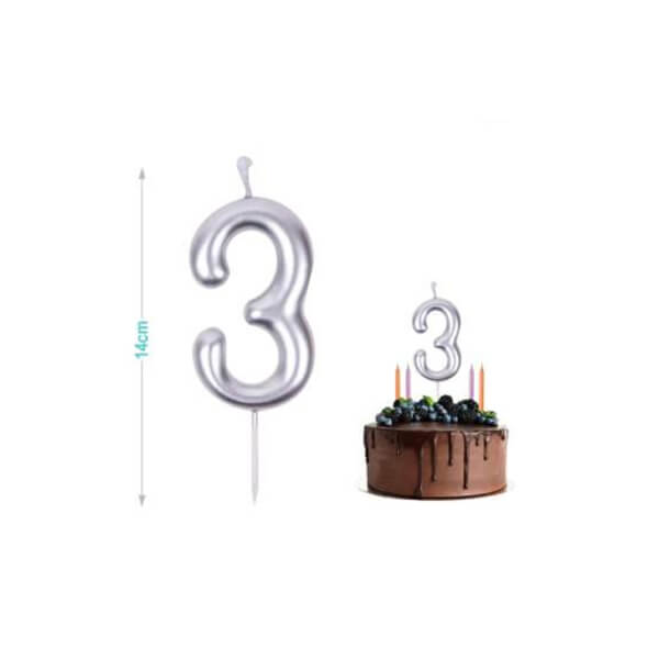 CANDELINA N.3 ARGENTO 14cm
