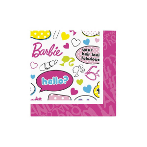 Tovaglioli Barbie 20pz 33x33cm. Sfiziosità Party Crispiano vendita Tovaglioli festa a tema Barbie sfiziositaparty.it