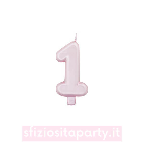 Candelina Rosa Perlato n.1 Sfiziosità Party Crispiano vendita candeline perlate per torta sfiziositaparty.it