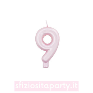 Candelina Rosa Perlato n.9 Sfiziosità Party Crispiano vendita candeline perlate per torta sfiziositaparty.it