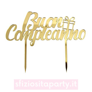 Cake Topper Buon Compleanno Oro Sfiziosità Party Crispiano vendita cake topper Buon Compleanno sfiziositaparty.it