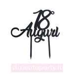 Cake Topper 18 Auguri Nero Sfiziosità Party Crispiano vendita cake topper 18esimo compleanno sfiziositaparty.it