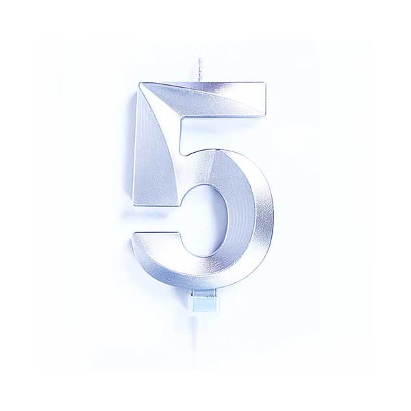 Candelina Luxury Argento Cromata n.5 Sfiziosità Party Crispiano vendita Candelina CROMATA Argento sfiziositaparty.it