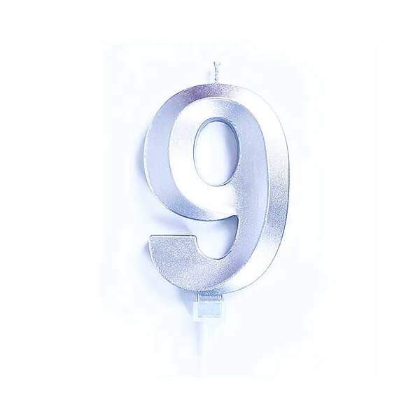 Candelina Luxury Argento Cromata n.9 Sfiziosità Party Crispiano vendita Candelina CROMATA Argento sfiziositaparty.it