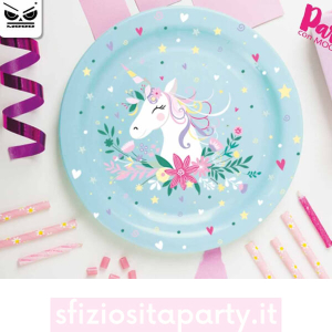 Piatti Unicorno 23cm 10pz Sfiziosità Party Crispiano vendita piatti Unicorno sfiziositaparty.it