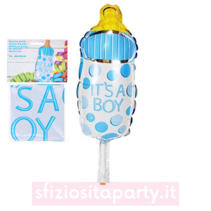 Palloncino Nascita Biberon Celeste. Sfiziosità Party Crispiano vendita palloncini nascita sfiziositaparty.it