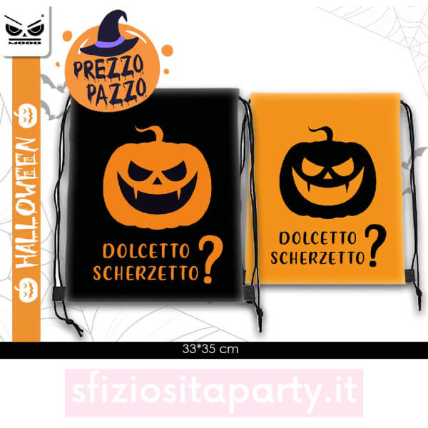 Sacca zainetto Halloween "Dolcetto o Scherzetto?" Sfiziosità Party Crispiano vendita sacca zainetto halloween sfiziositaparty.it