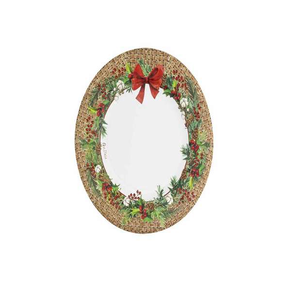 Immagine dei Piatti Natalizi Rattan 21cm - Confezione da 8 pezzi per una tavola natalizia elegante.