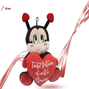 Immagine del Peluche Coccinella con Cuore 22cm, regalo ideale per San Valentino.