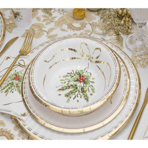Piatti Natalizi 24cm Bianco Oro - immagine 2