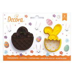 Set 2 tagliapasta pasquali: cestino (6 x 6,5 x 2,2 cm) e coniglietto (4,5 x 7,5 x 2,2 cm). Perfetti per biscotti, dolci e cioccolatini.