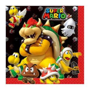 Tovaglioli Super Mario 33x33cm - Confezione da 20 tovaglioli a tema Nintendo Super Mario, ideali per feste e compleanni.