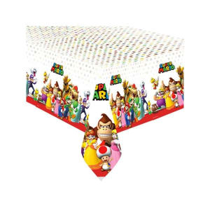 Tovaglia Super Mario 180x120cm - Perfetta per feste e compleanni a tema Super Mario, con design vivace dei personaggi Nintendo.