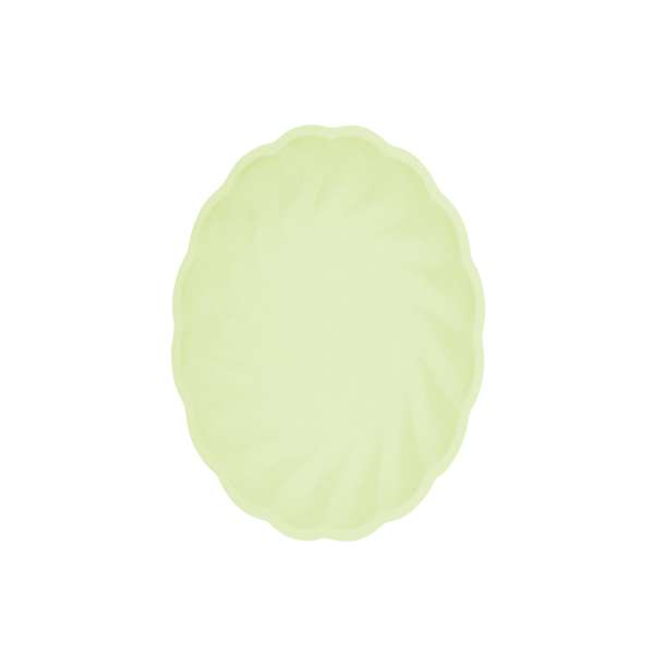 Immagine di 6 piatti in canna da zucchero e bambù verde chiaro.