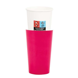 Immagine di 8 bicchieri in carta con un rivestimento fucsia vibrante.