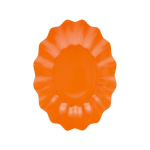 Immagine di 8 piatti in carta di forma nuova e originale con un colore arancione.