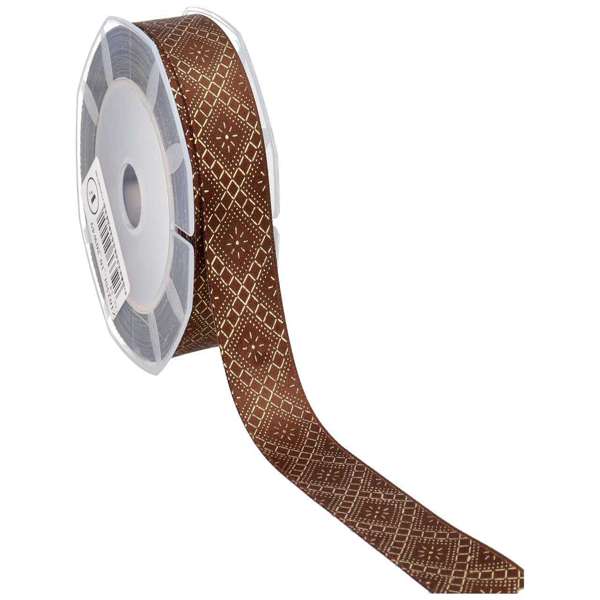 Nastro Doppio Raso Marrone Oro 25mm 10mt