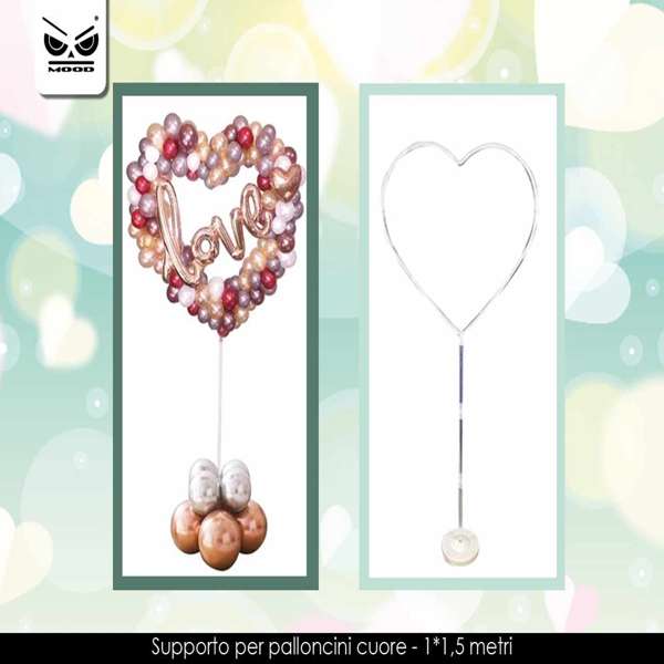 Immagine del supporto per palloncini a forma di cuore.