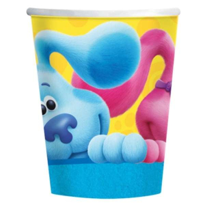 Bicchieri in carta usa e getta con grafica Blue's Clues per feste di compleanno o eventi a tema Nickelodeon per bambini.
