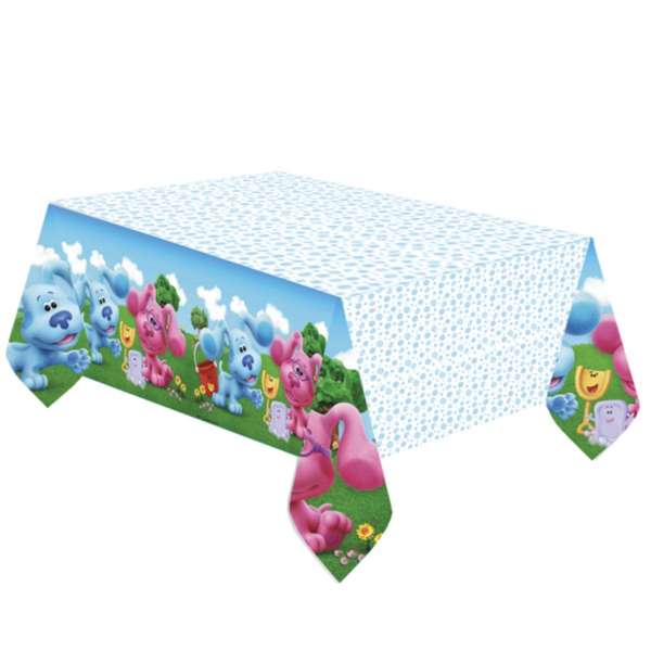 Tovaglia in carta con i personaggi di Blue's Clues, perfetta per feste a tema.