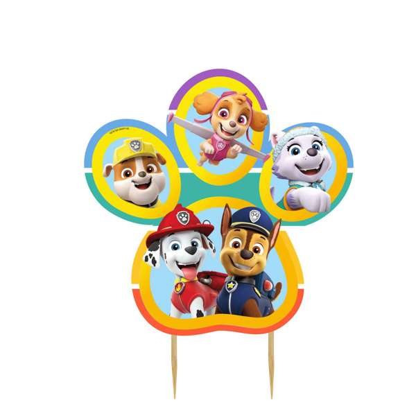 Candela in cera con grafica Paw Patrol per feste di compleanno o eventi a tema Paw Patrol per bambini.