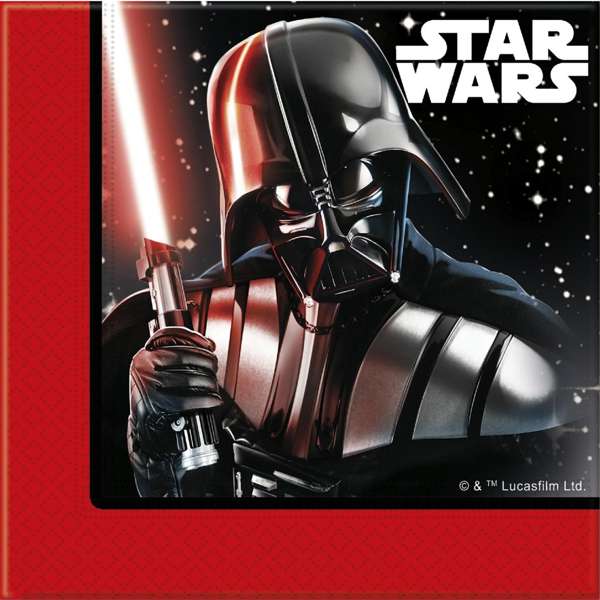 Tovaglioli in carta usa e getta con grafica Star Wars per feste di compleanno o eventi a tema galassia Disney.
