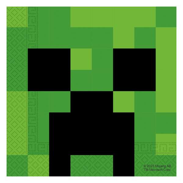 Tovaglioli in carta a 2 veli con grafica Minecraft per feste di compleanno o eventi a tema Minecraft per bambini.