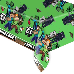 Tovaglia in plastica con grafica Minecraft per feste di compleanno o eventi a tema Minecraft per bambini.